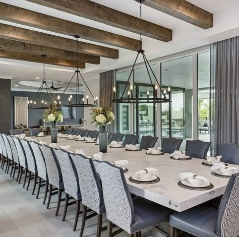 Big Luxury Dining Room, 10 Seater Dining Table Luxury, Huge Dining Room Luxury, Large Contemporary Dining Table, Big House Dining Room, Massive Dining Room, Big Table Dining Room, Big Dining Room Design, Big Dining Room Ideas