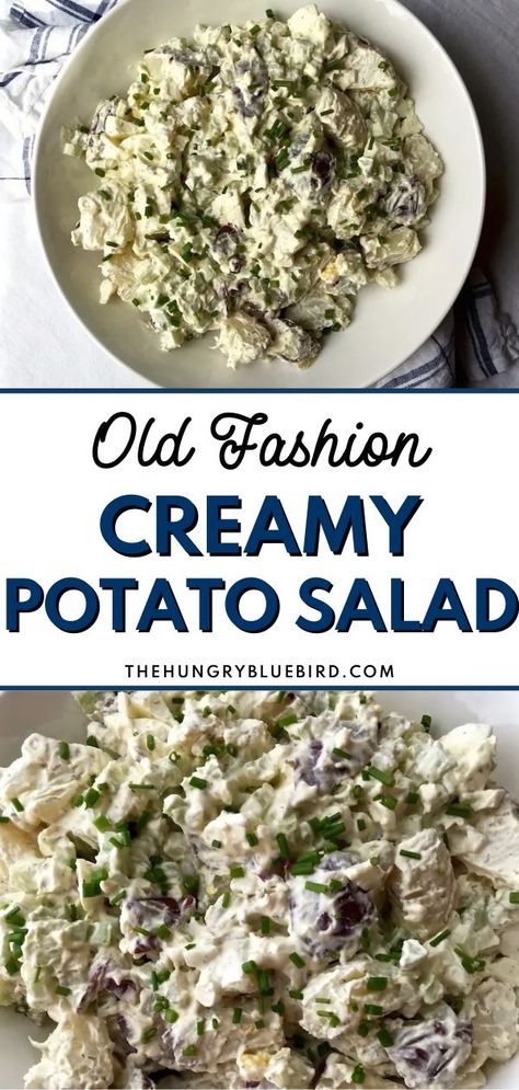 This is a perfect potato salad for summer potluck and cookouts! It's made with a sour cream-mayonnaise dressing for a unique twist and is seasoned with fresh dill. It's easy to make and everyone will love it! Dill Potato Salad Recipe, Salad With Sour Cream, Dill Potato Salad, Egg Salads, Old Fashioned Potato Salad, Dill Potato, Salad For Summer, Salad Macaroni, Potatoes Salad