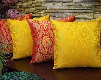 Fancy Pillows, Indian Cushions, Designer Bed Sheets, India Home Decor, Indian Home Interior, Ethnic Home Decor, Silk Cushions Covers, Cushion Cover Designs, Colourful Cushions