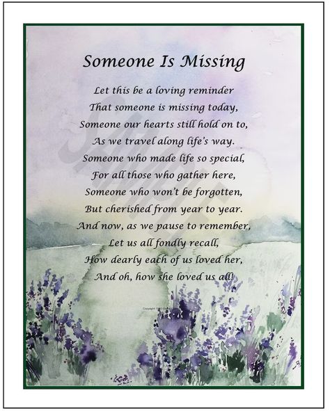 Someone is Missing DIGITAL DOWNLOAD Memorial Poem - Etsy Loss Of A Sister, Sister Memorial, Remembrance Poems, Son Poems, Father Poems, Loss Of Son, Sympathy Poems, In Loving Memory Quotes, Expressions Of Sympathy