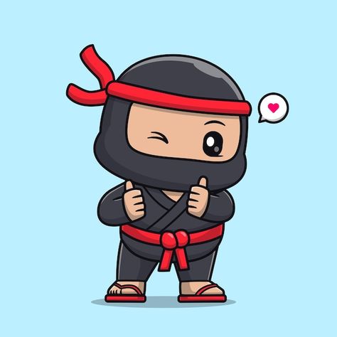 Vector cute ninja with thumbs up cartoon... | Premium Vector #Freepik #vector #ninja-cartoon #cartoon #cartoon-mascot #mascot Camera Cartoon, Success Pictures, Vector Icons Illustration, Holiday Icon, Ninja Warrior, Custom Cartoons, Psd Icon, Girls Cartoon Art, Vector Photo