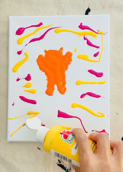 This Squeegee Paint Drawing Reveal is a Super Fun Kids Art Project! Fun Kids Art Projects, Squeegee Art, Squeegee Painting, Dripping Paint Art, Scrape Painting, Drip Art, Paint Drawing, Abstract Painting Techniques, Paint Drop