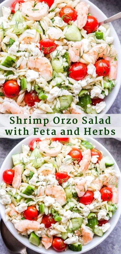 Shrimp Orzo Recipes Salad, Shrimp Orzo Pasta Salad, Shrimp Feta Salad, Shrimp And Orzo Salad, Shrimp Feta Orzo, Shrimp Orzo Recipes Feta, Shrimp Orzo Salad, Salads With Shrimp, Shrimp Orzo Recipes