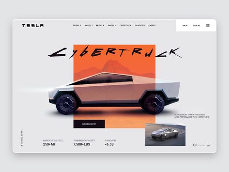 Tesla Cybertruck | Main Page Concept by Anna on Dribbble Tesla Cybertruck, 광고 디자인, Car Advertising, Best Web Design, Design Jobs, Web Layout, Web Design Company, Email Design, Website Design Inspiration