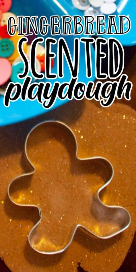 Gingerbread Scented Playdough, Hot Cocoa Playdough Recipe, Gingerbread Sensory Preschool, Easy Gingerbread Playdough Recipe, Gingerbread Playdough Recipe No Cook, Christmas Playdough Recipe, Gingerbread Play Doh, Gingerbread Playdoh, Christmas Playdoh