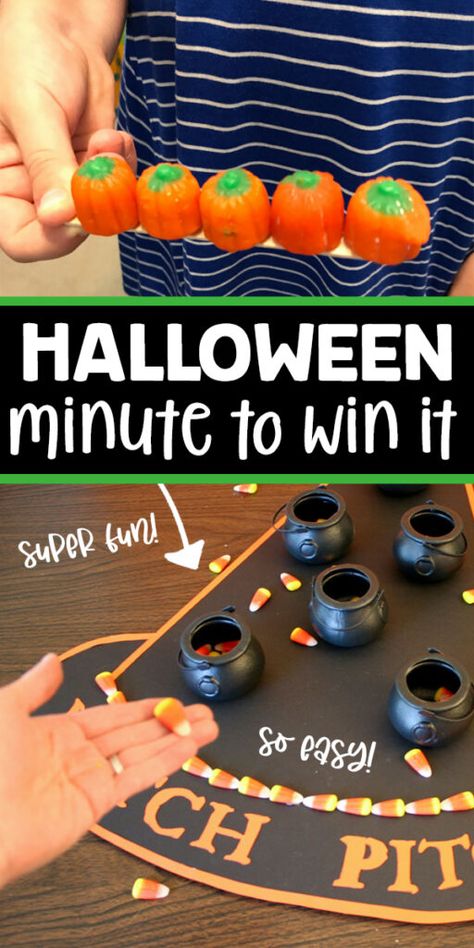 9 Halloween Minute To Win It Games - Love and Marriage Fun Halloween Party Games, Halloween Party Activities, Hocus Pocus Party, Fun Halloween Games, Halloween Class Party, School Halloween Party, Minute To Win, Halloween Classroom, Minute To Win It Games