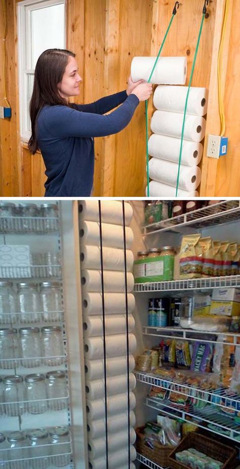 hanging-storage-ideas-for-pantry-5 | Sweet Teal Desain Pantry, Storage Closet, Interior Vintage, Pantry Design, Pantry Storage, Storage Hacks, Decor Minimalist, Ideas Bathroom, Pantry Organization