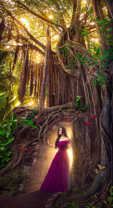 "The Secret Doorway" featuring Kara Markley Fantasy Lighting, Editing Hacks, Beginner Photo Editing, Christmas Aesthetic Wallpaper, Fairytale Photography, Photoshop Projects, Photoshop For Photographers, Photo Editing Photoshop, Fantasy Photography