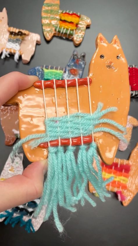 Clay Projects Elementary Art, 5th Grade Clay Projects, Clay Projects For Elementary Students, Elementary Clay Projects, Clay Llama, Ceramic Loom, Clay Draping, Husky Art, Clay Projects For Kids