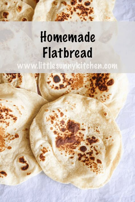 Flatbread Dough, Homemade Pita, Homemade Pita Bread, Pita Bread Recipe, Easy Flatbread, Homemade Flatbread, Bread Dough Recipe, Vegan Burrito, Flatbread Recipes