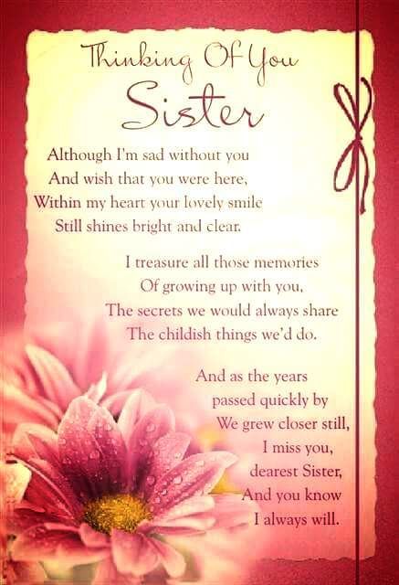 Thinking of you Sister…..💜💚💛 | Brother and Sister are Best Friends Sister In Heaven, I Miss My Sister, Heaven Poems, Happy Birthday In Heaven, In Loving Memory Quotes, Sister Poems, Loved One In Heaven, Sister Birthday Quotes, Sympathy Quotes