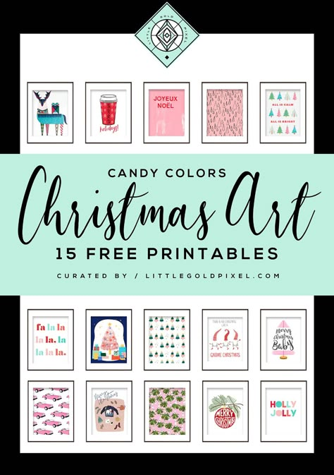 15 Free Christmas Printables: Candy Colors Roundup • Little Gold Pixel • #colorful #freebies #freeprintables #freechristmasart #christmas #christmasprintables #printableart #artprint Christmas Art Printable, Digital Christmas Art, Free Printable Christmas Art, Free Christmas Art Printables, Free Printable Christmas Wall Art, Christmas Printables Free Templates, Christmas Prints Free, Christmas Printables Free, Holiday Printables Free