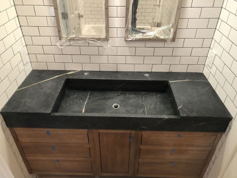 Soapstone Sinks and Vanity – Soapstone Virginia, Maryland, DC Soap Stone Bathroom Countertops, Soap Stone Sink, Dark Quartz Bathroom Countertops, Soapstone Bathroom Countertops, Soapstone Bathroom Vanity, Dark Bathroom Countertops, Black Bathroom Countertops, Bunkhouse Plans, Soapstone Sinks