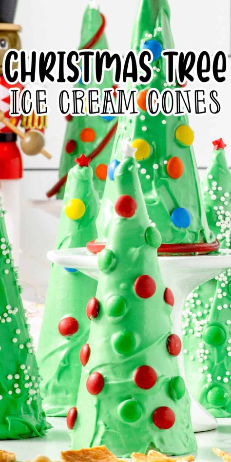 Ice Cream Cone Tree Decorating, Christmas Tree Cone Decorating, Ice Cream Cone Christmas Tree Decorating, Ice Cream Party School, Ice Cream Cone Trees Christmas, Christmas Snacktivity, Ice Cream Cone Christmas Trees For Kids, Christmas Tree Ice Cream Cones, Cone Christmas Trees Decorating Ideas