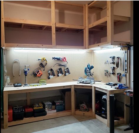 Maximize Garage Storage, Small Workshop Layout, Garage Work Bench Ideas, Garage Bench, Diy Garage Storage Ideas, Shed Workshop, Garage Workshop Layout, Garage Workbench Plans, Garage Storage Inspiration