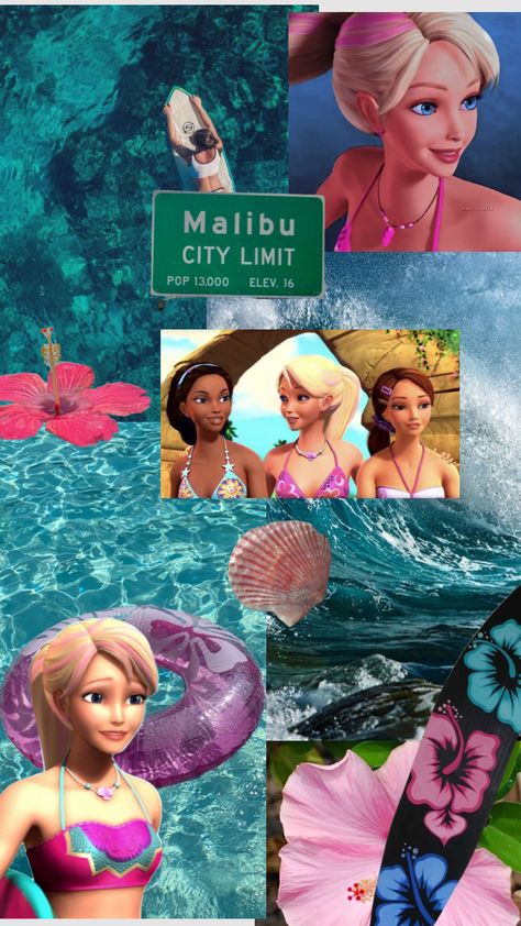 Surf Barbie, Merliah Summers, Malibu City, Beach Girl Aesthetic, Barbie Summer, Soul Surfer, Mermaid Tale, Malibu Barbie, Aesthetic Collage