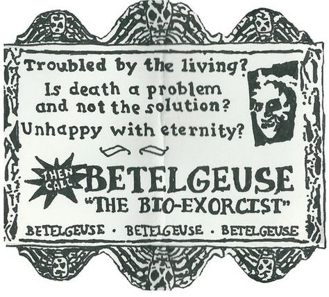 Beetlejuice bio-exorcist card Tim Burton Party, Days Until Halloween, Beetlejuice Halloween, Tim Burton Art, Tim Burton Films, Tim Burton Movie, Michael Keaton, Theme Halloween, Corpse Bride