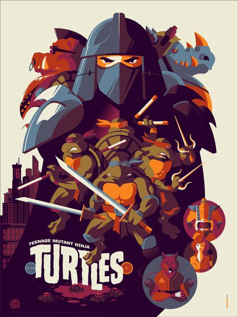 #TMNT #Prints from #Mondo go up #Today by #TomWhalen , #RichKelly , #JCRichard and #AndrewKolb - http://bit.ly/tmntmondo Tom Whalen, Mondo Posters, Teenage Mutant Ninja Turtles Art, Ninja Turtles Artwork, Tmnt Artwork, Tmnt Art, Ninja Turtles Art, Design 2023, Cartoon Posters