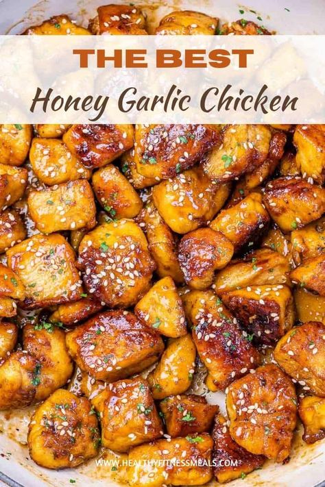 Healthy Honey Garlic Chicken Recipes, Honey Garlic Teriyaki Chicken, Honey Garlic Chicken Bites, Honey Garlic Chicken Bites Air Fryer, Quick Honey Garlic Chicken, Easy Honey Garlic Chicken Bites, Homey Garlic Chicken Bites, Honey Garlic Chicken Meal Prep, Chicken Bites Oven