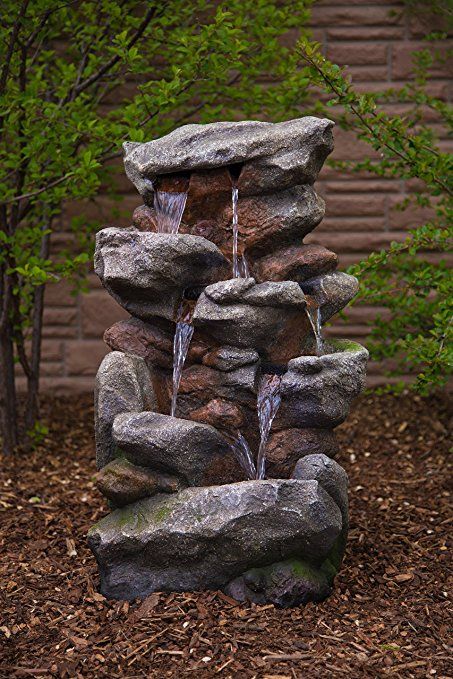 Waterfalls Backyard Diy, Patio Water Feature, Small Garden Waterfalls, Pondless Water Features, Water Wall Fountain, Outdoor Waterfalls, Rock Fountain, Outdoor Water Feature, Outdoor Water Features