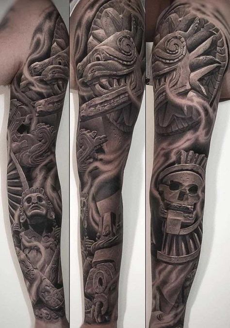 Heavy Ink Tattoos, Aztec Mask Tattoo, Aztec Princess Tattoo Warriors, Aztec Mythology Tattoos, Aztec Symbols Tattoo, Aztec Serpent Tattoo, Aztec Warrior Tattoo Men, Aztec Gods Tattoo, Aztec Sleeve Tattoos