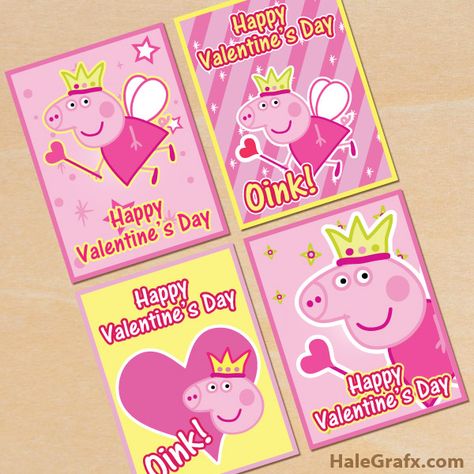 FREE Printable Peppa Pig Valentines Peppa Pig Valentines, Pig Valentines, Toddler Tea Party, Diy Valentines Box, Valentines Idea, Peppa Pig Wallpaper, Valentine Printables, Pig Crafts, Printable Valentines Day Cards