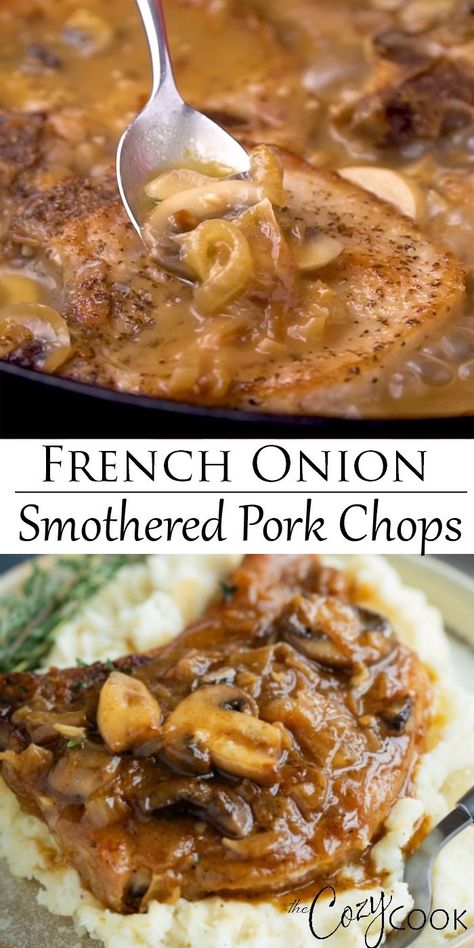 French Onion Smothered Pork Chops, Onion Smothered Pork Chops, Seasoned Pork Chops, Oven Top, Smothered Pork, Pork Chop Recipes Baked, Smothered Pork Chops, Ayam Bakar, Onion Sauce