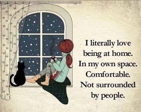 I literally love being at home. In my own space. Comfortable. Not surrounded by people. My Own Space, Introvert Problems, Introvert Quotes, Infj Personality, Lessons Learned In Life, Myers Briggs, Infp, Lessons Learned, Infj