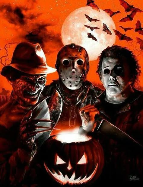 Freddy, Jason and Micheal halloween horror halloween pictures halloween images halloween ideas jason voorhees freddy kruger micheal myers Horror Vintage, Image Halloween, Halloween Characters, Horror Movie Icons, Horror Artwork, Film Horror, Wallpaper Halloween, Horror Posters, Horror Movie Art