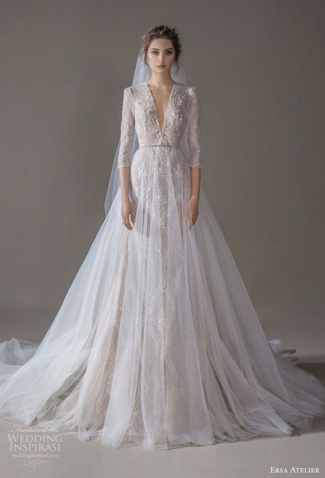 Prom Dress Two Piece, Ersa Atelier, Princess Vintage, Minimalist Gown, Baju Kahwin, Romantic Princess, Sleeved Wedding, Dresses Romantic, Wedding Dress Guide