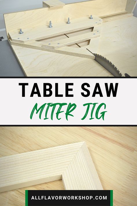 DIY Table Saw Miter Sled Miter Sled For Table Saw, Sled Pictures, Build A Picture Frame, Table Saw Crosscut Sled, Make A Picture Frame, Crosscut Sled, Work Shop Building, Table Saw Sled, Woodworking Jig