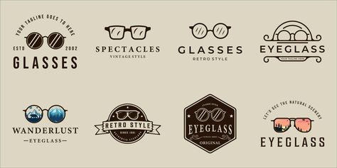 Icon Graphic Design, Illustration Template, Vintage Lenses, Glasses Logo, Frame Logo, Shop Logo Design, Optical Shop, Vector Icons Illustration, Old Logo