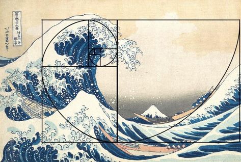 The Golden Ratio Revealed in 7 Masterpieces | Art & Object Fibinocci Art, Golden Ratio Drawing, Entry Railing, Pythagorean Spiral, Golden Ratio Art, Fibonacci Art, Golden Ratio In Design, Golden Proportion, Hokusai Art