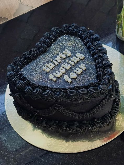 Birthday Cake 34th Woman, All Black Birthday Cake For Women, 34 Th Birthday Ideas, Black Divorce Cake, 34 Year Old Birthday Cake, 34th Birthday Cake For Women, Birthday Cake 29 Woman, 34th Birthday Ideas For Women Themes, 32 Birthday Cake For Him