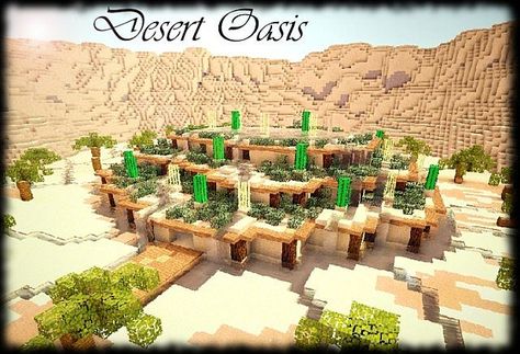 Desert Oasis Minecraft Project Oasis Minecraft, 3d Pyssla, Minecraft Desert, Zoo Entrance, Desert Village, Minecraft Idea, Minecraft Structures, Minecraft Server, Minecraft Map