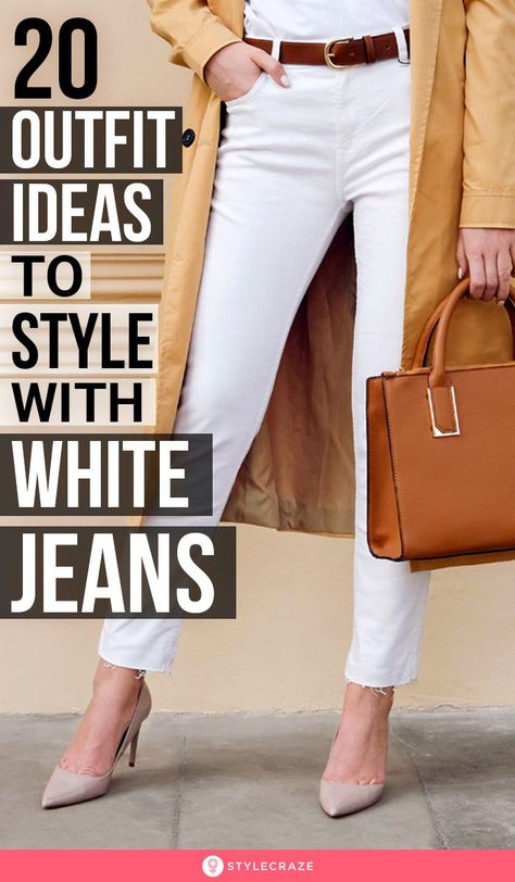 Business Casual Outfits White Jeans, White Jeans And White Shirt Outfit, All White Outfit Accessories, Chic White Jeans Outfit, White Jeans Outfit Office, Spring Outfits 2023 White Jeans, Women White Pants Outfits, White Jeans Outfits Summer, White Jeans Blazer Outfit