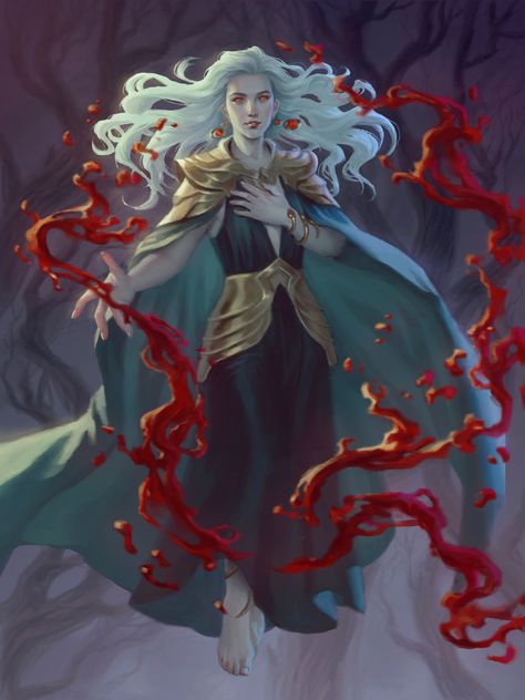 Blood Mage, Types Of Magic, Mtg Art, Vampire Art, Paintings And Drawings, White Witch, Fantasy Pictures, Dungeons And Dragons Characters, Dnd Art