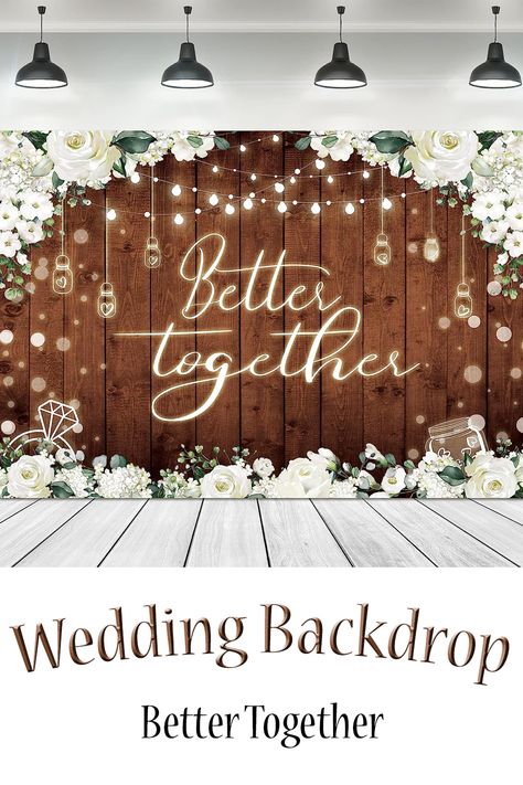 Better Together Backdrop  
Farmhouse Rustic Rural Wooden Plank and White Flowers for Bridal Shower, Wedding Photography Background, Banner Photo Shoot or Decor Props for a photo booth. Can also be used behind the sweetheart table during the wedding reception.
7Wx5H Feet Fabric Polyester Wedding Toast Photos, Floral Party Theme, Harvest Wedding, Wedding Theme Design, 70s Theme Party, Rustic Wedding Backdrops, Wooden Plank, Banner Photo, Traditional Wedding Decor