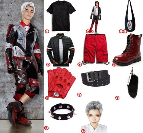 Descendants Carlos Costume, Diy Carlos Descendants Costume, Carlos Descendants Outfit, Decendants Costume, Jay And Carlos Descendants, Descendants Halloween Costumes, Descendants Inspired Outfits, Spiky Bracelet, Descendants Cosplay