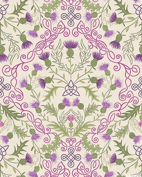 eQuilter Loch Lewis - Celtic Thistles - Ivory Thistle Quilt Pattern, Thistle Quilt, Thistle Wallpaper, Thistle Pattern, Thistle Design, Quilt Fabrics, Tudor History, Thistle Flower, Free Quilt Patterns