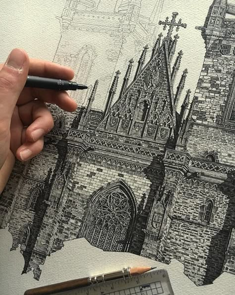 Architecture Design Sketch, Perspective Art, Architecture Concept Drawings, Architecture Drawing Art, Detailed Drawings, Detail Art, Architecture Sketch, Book Art Drawings, Pen Art