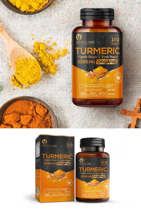 #healthsupplement Turmeric Packaging Design, Supplement Labels Design, Food Supplements Packaging, Food Supplement Packaging Design, Supplement Jar Packaging, Wellness Packaging, Nutrition Supplements Packaging, Supplement Packaging Design, Health Supplements Packaging