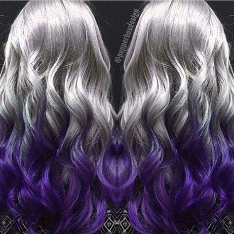 Silver to purple hair Purple And Silver Hair, Hair Color Crazy, Silver Hair Color, Purple And Silver, Hair Color Purple, Pretty Hair Color, My Color, Hair Shades, Pastel Hair