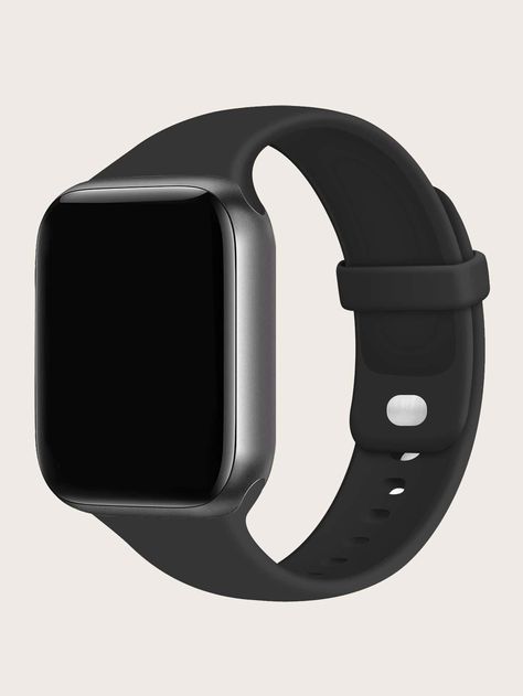 Black  Collar  Silicone Plain  Embellished   Smart Watches & Accs Apple Watch Black Band, Black Smart Watch, Apple Watch Black, Apple Smart Watch, Black Apple Watch, Black Apple Watch Band, Smart Watch Apple, Black Apple, Sport Armband