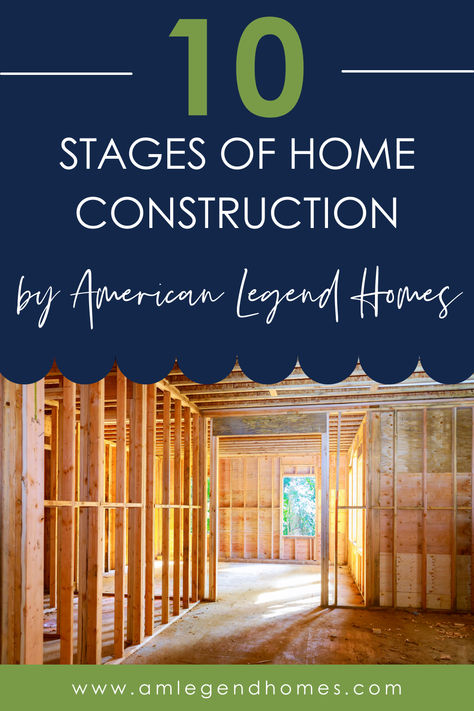 Learn the 10-stage construction process at American Legend Homes. From foundation to final walkthrough, see what to expect when building your dream home! #HomeConstruction #DreamHome #AmericanLegendHomes Home construction process | American Legend Homes stages | Building a new home guide | New home construction steps | Homebuyer construction tips | 10-stage home building process | What to expect building a home | Construction timeline for new homes | Home building stages explained New Home Construction Timeline, Step By Step Building A House, Building Your Dream Home, New Home Ideas Building Interior, Building A House Ideas, New Construction Home Ideas, Home Building Ideas, Home Construction Cost, Buy Dirt