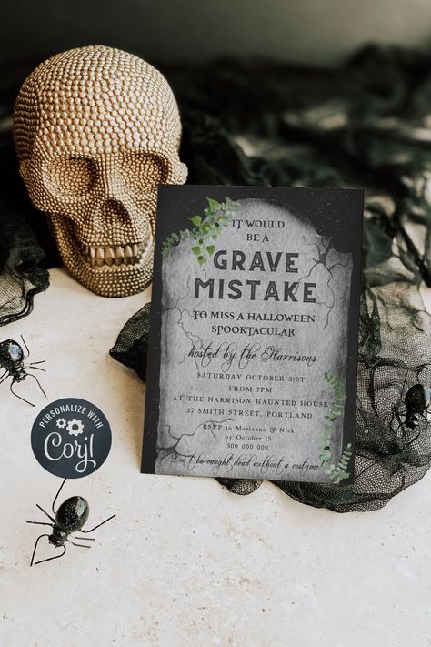 Halloween Costume Party Invite, Costume Party Invite, Tombstone Halloween, Halloween Invitation Template, Halloween Costume Party Invitations, Halloween Party Printables, Halloween Tombstones, Halloween Costume Party, Halloween Spooktacular