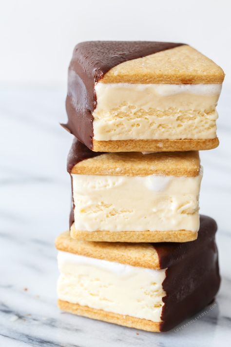 Chocolate-Dipped S'Mores Ice Cream Sandwiches Smores Ice Cream Sandwich, Smores Ice Cream, Smores Dessert, Ice Cream Sandwiches Recipe, Ice Cream Day, Slow Cooker Desserts, Ice Cream Sandwiches, Ice Cream Treats, Cream Sandwich