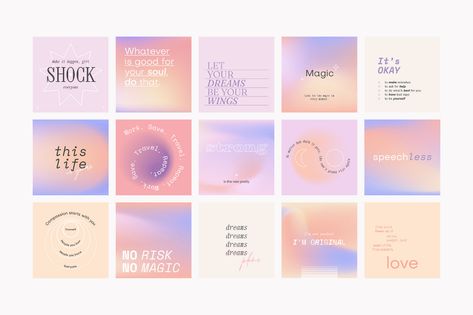 Instagram Gradient Aesthetic Quotes on Behance Instagram Gradient, Gradient Aesthetic, Grainy Gradient, Instagram Template Design, Flower Boutique, Gradient Design, Instagram Feed Ideas, Aesthetic Quotes, Instagram Design