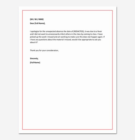 Absent Letter For School, Absent Letter, Excuse Letter, Absent From School, Letter Writing Activities, Apology Letter, Job Letter, Student Resume Template, Letter To Teacher