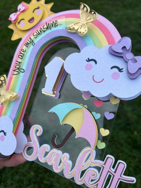 Sunshine And Rainbows Birthday Cake, Rainbow High Birthday Cake Topper, Rainbow Cricut Cake Topper, Sunshine Cake Topper, Sun Cake Topper, Rainbow Topper, Rainbow Cake Topper, Party Decoration Items, Sunshine Cake